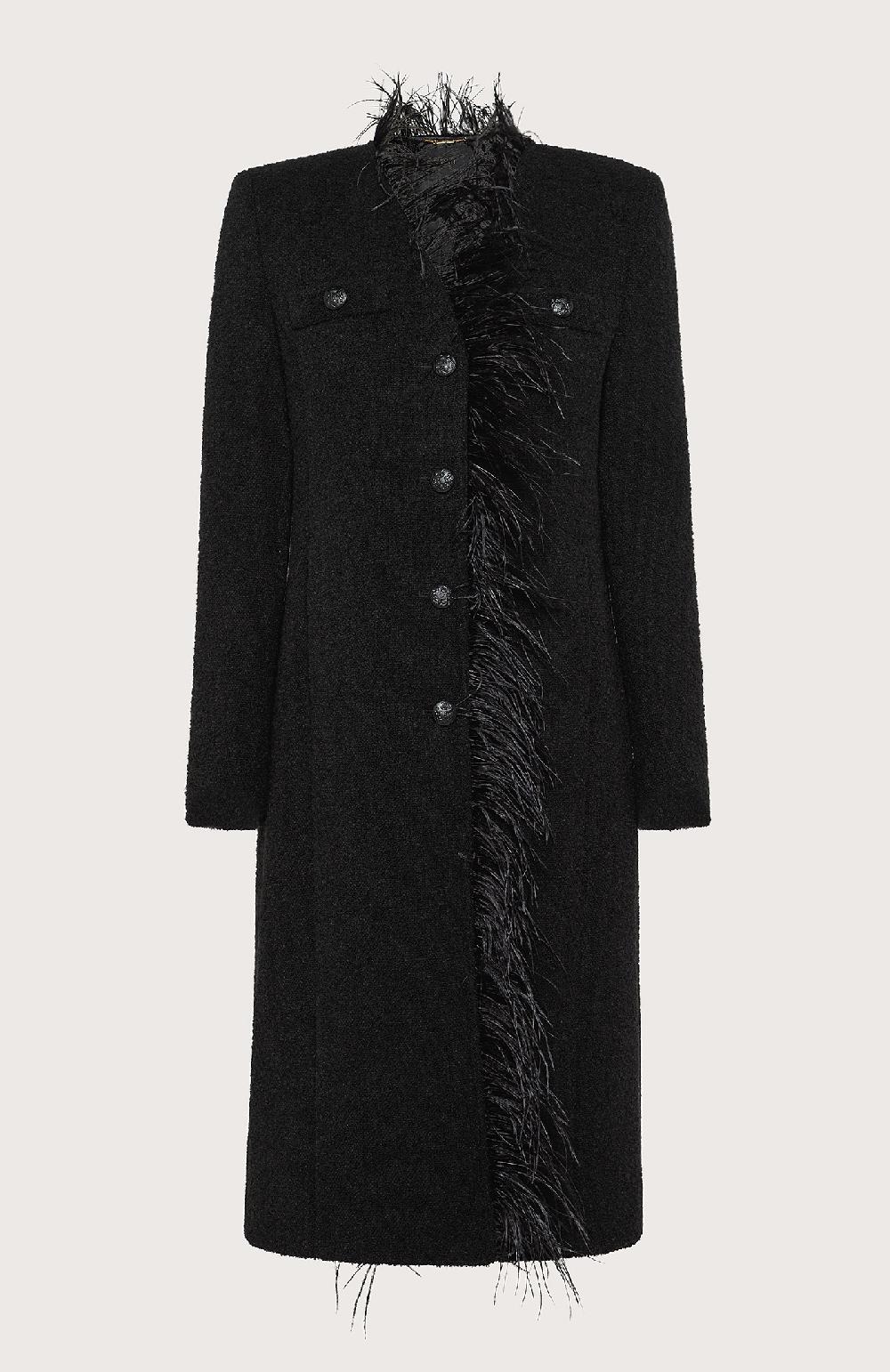 Seventy Cappotto bouclè con piume - Col. Nero