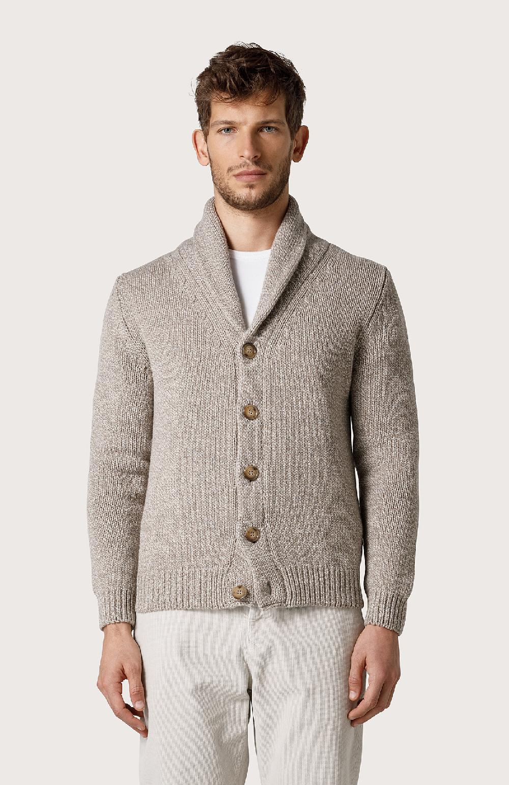 Seventy Cardigan Con Collo A Scialle - Col. Neutro