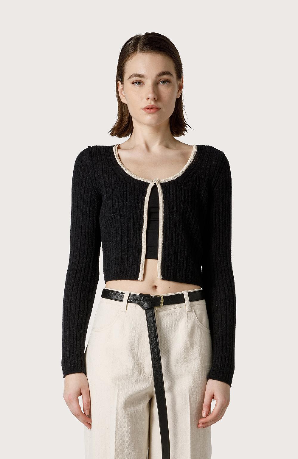 Seventy Cardigan Crop In Alpaca - Col. Nero