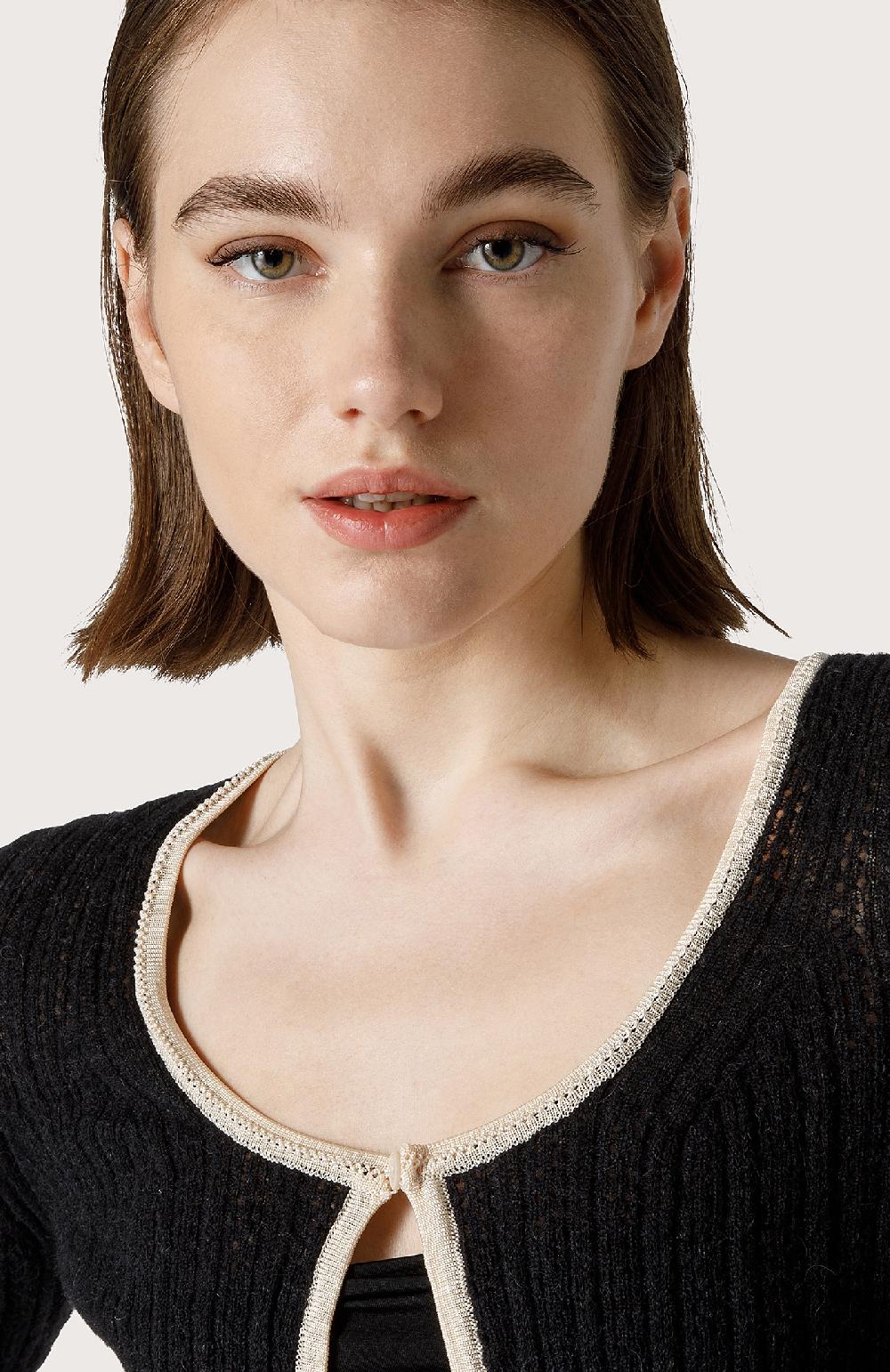 Seventy Cardigan Crop In Alpaca - Col. Nero