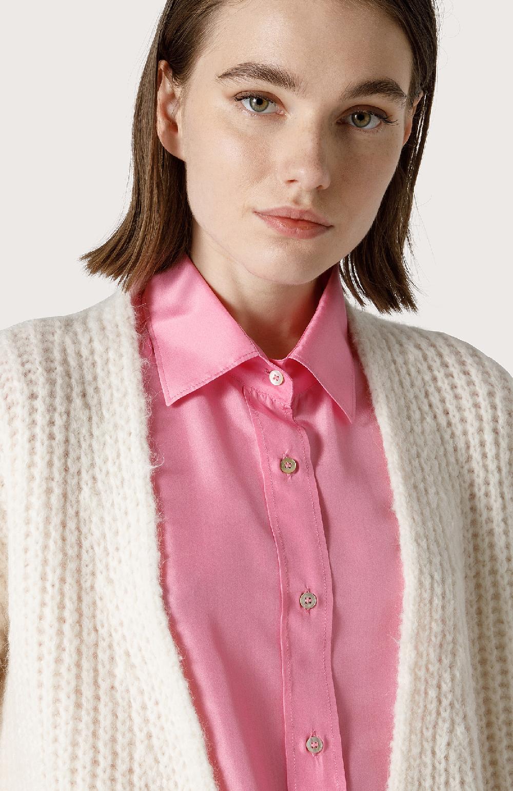 Seventy Cardigan In Filato Bouclé - Col. Bianco