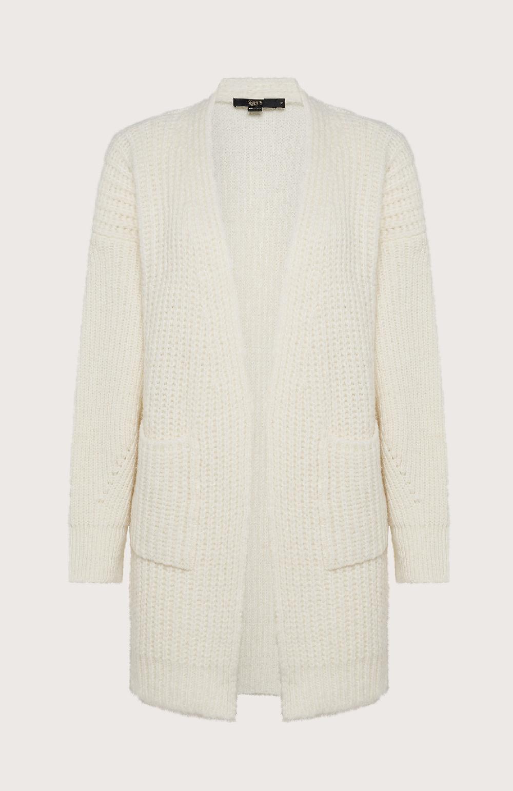 Seventy Cardigan in filato bouclé - Col. Bianco