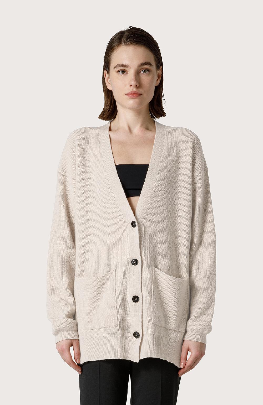 Seventy Cardigan Over In Misto Cashmere - Col. Bianco