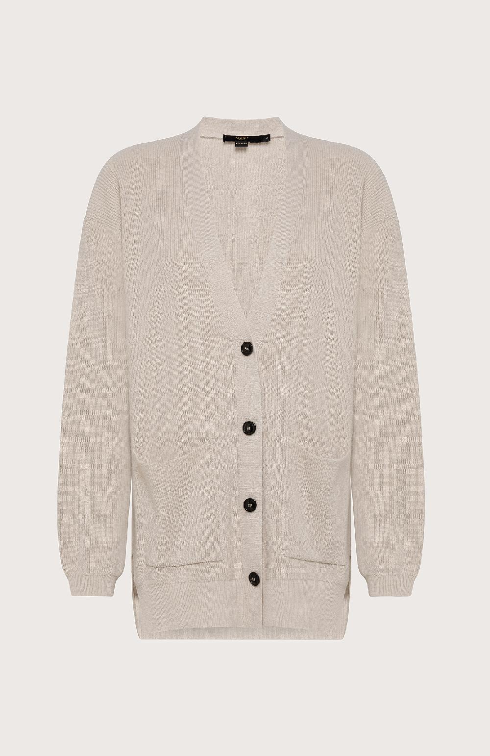 Seventy Cardigan over in misto cashmere - Col. Bianco