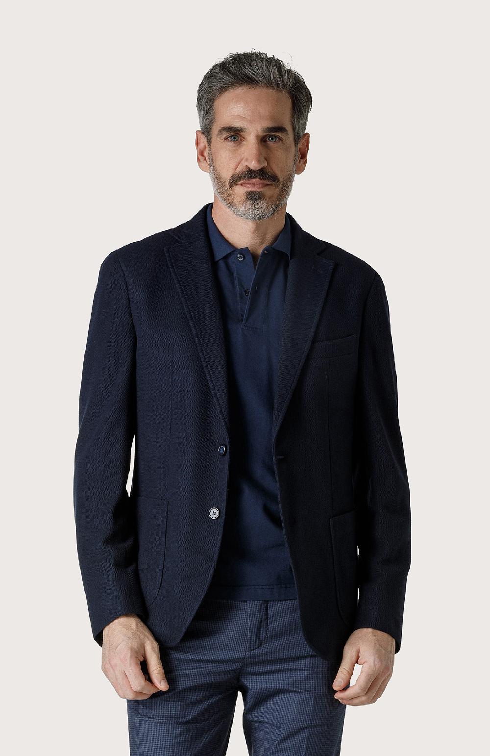 Seventy Giacca Classica A Nido D'ape - Col. Blu