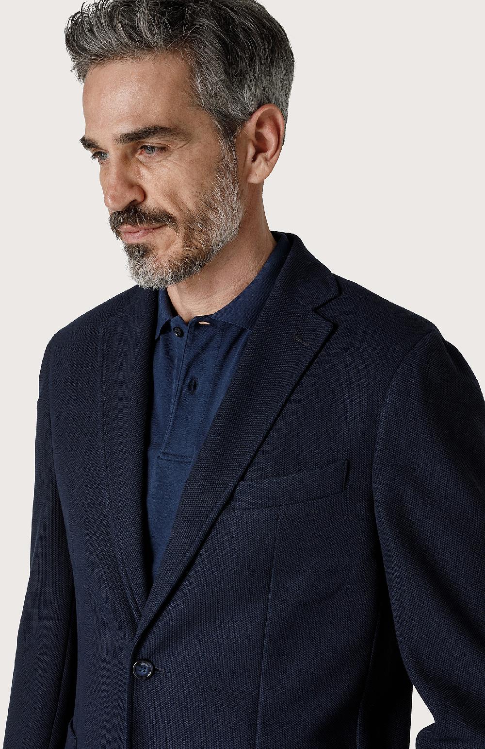 Seventy Giacca Classica A Nido D'ape - Col. Blu