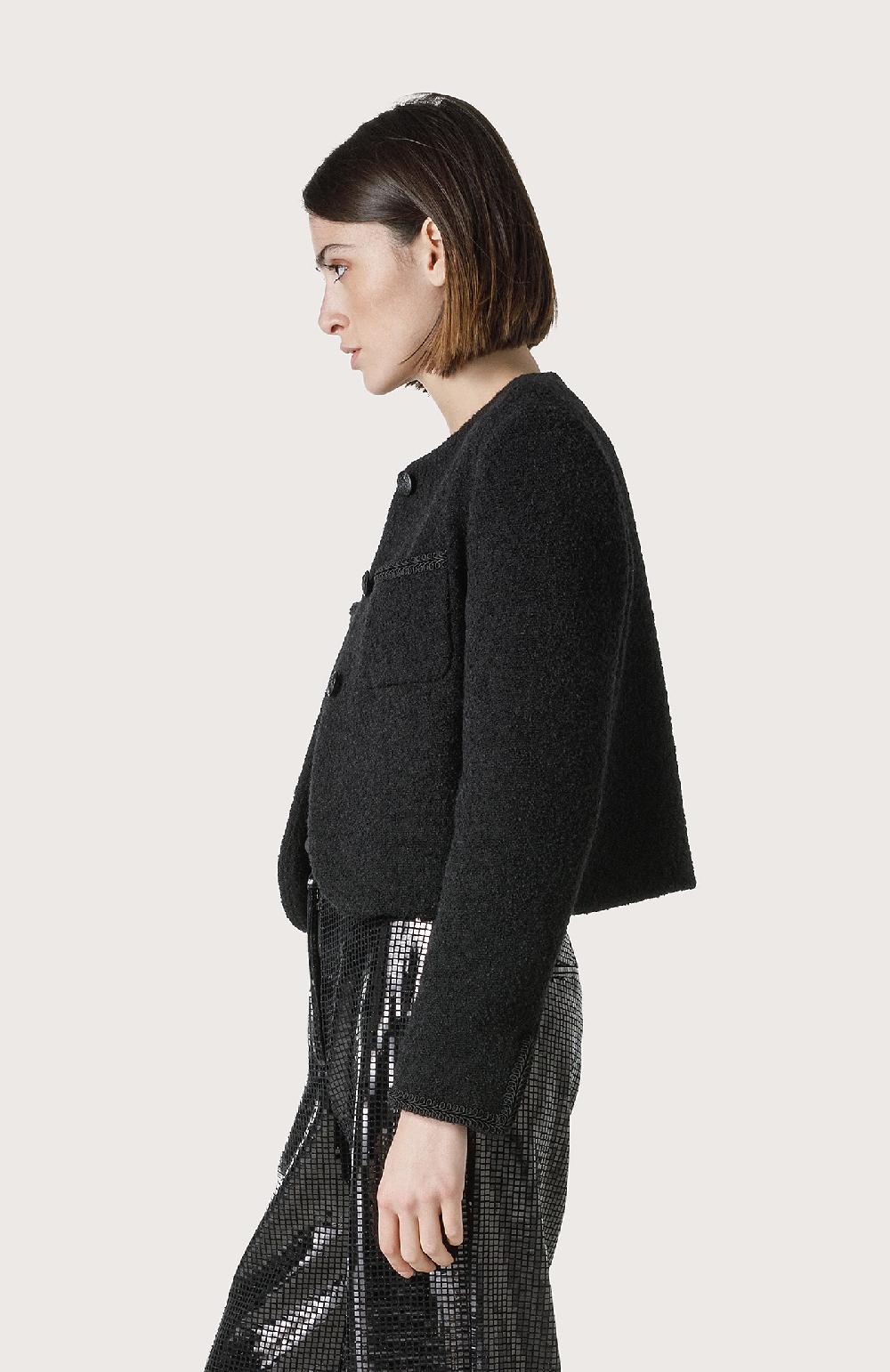 Seventy Giacca Corta In Bouclè E Ricami - Col. Nero