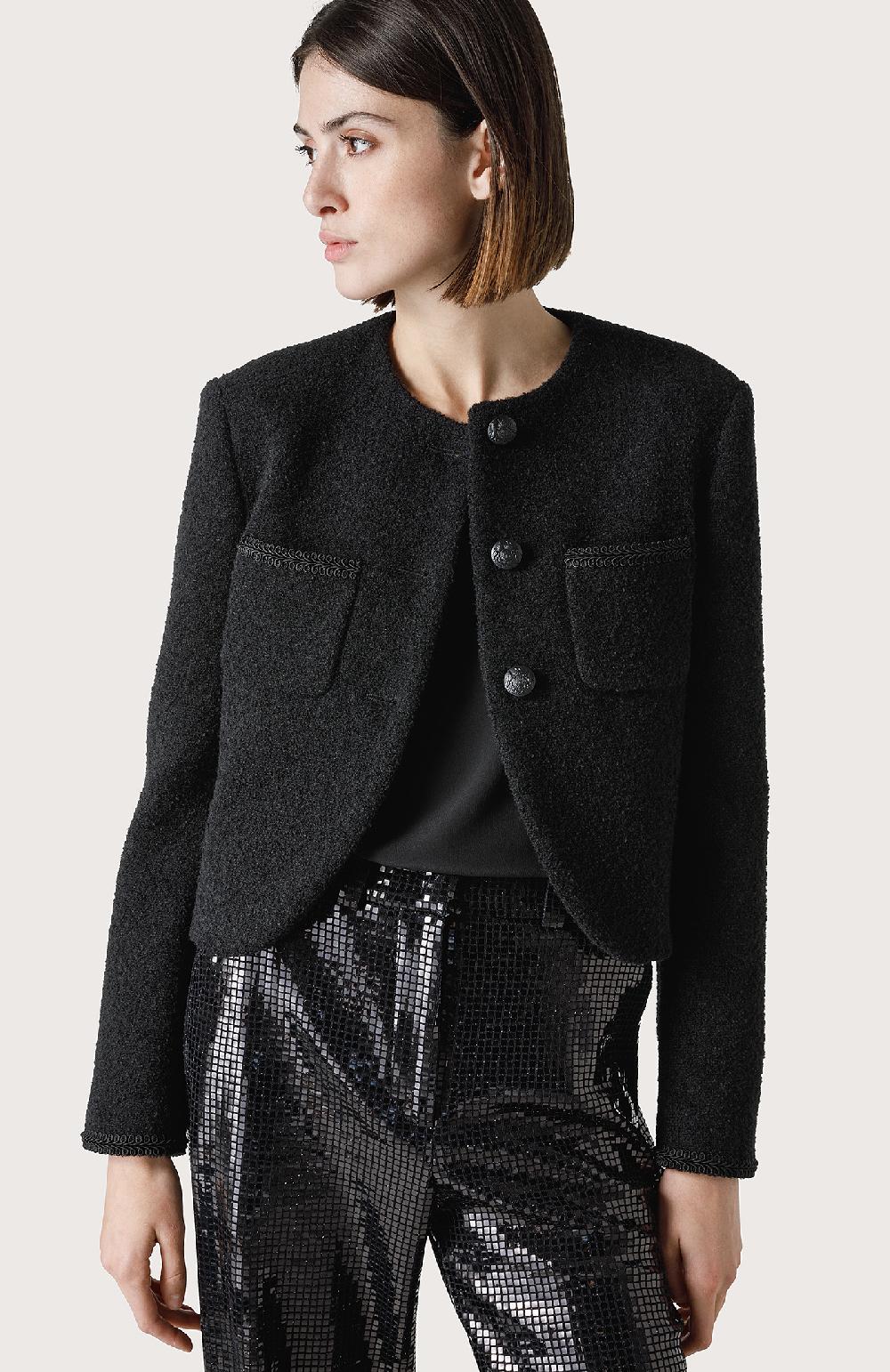 Seventy Giacca Corta In Bouclè E Ricami - Col. Nero