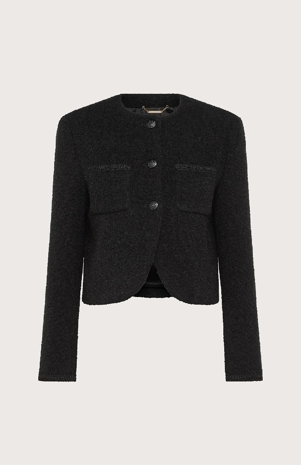 Seventy Giacca corta in bouclè e ricami - Col. Nero