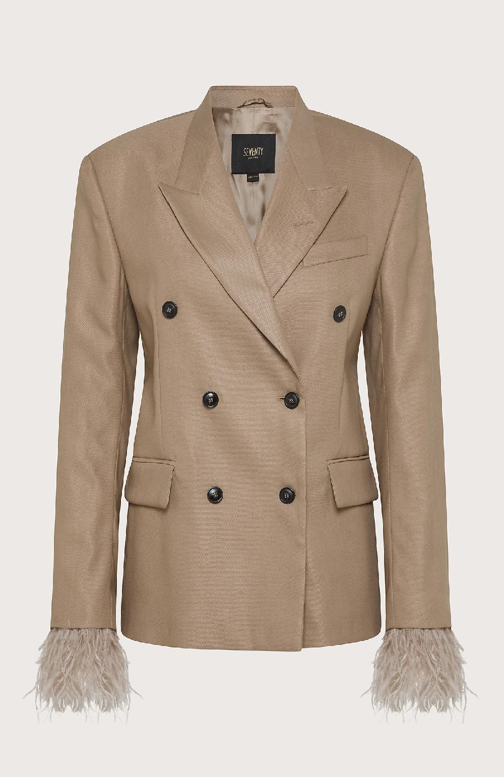 Seventy Giacca Doppiopetto Con Piume - Col. Neutro