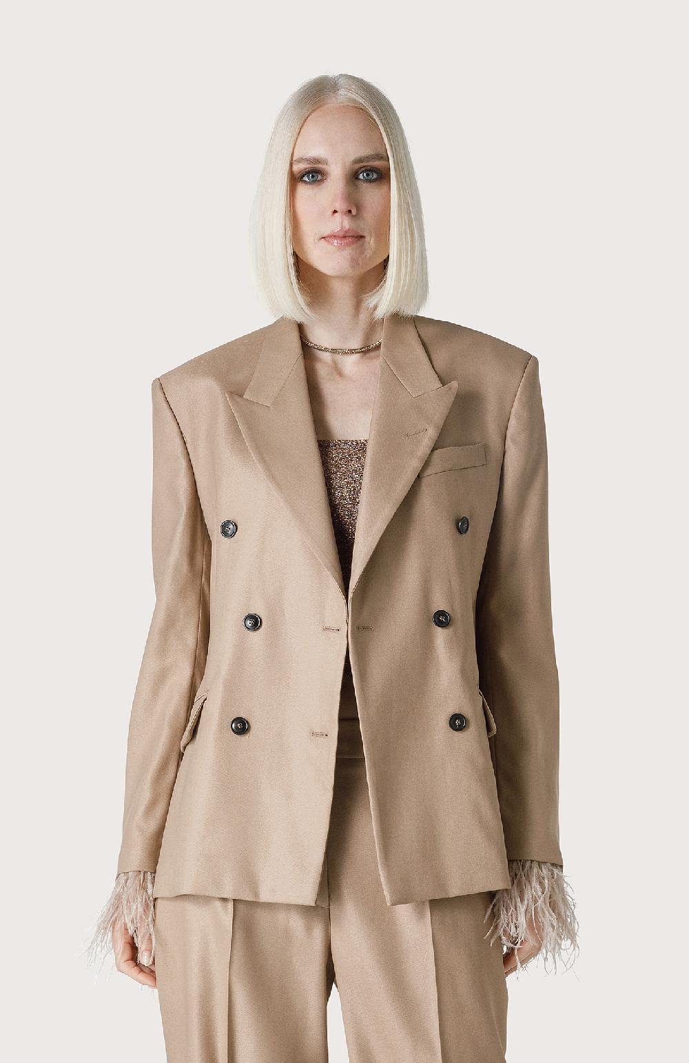 Seventy Giacca Doppiopetto Con Piume - Col. Neutro