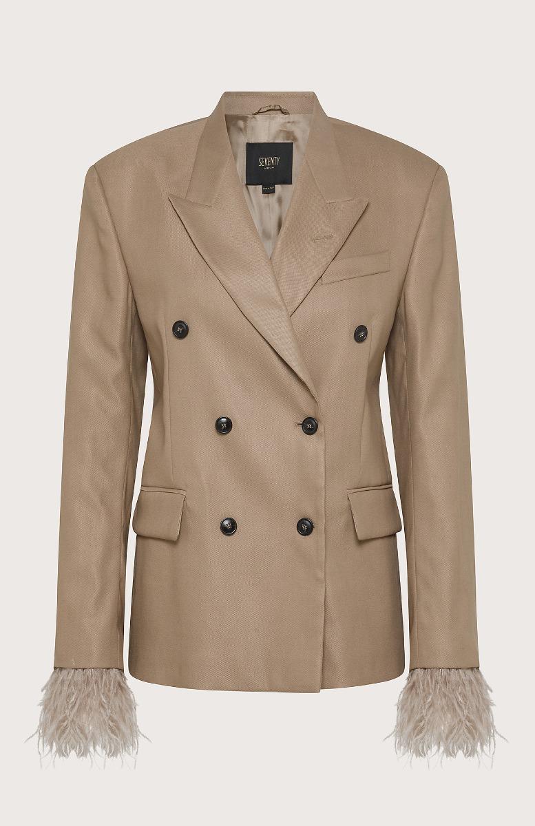 Seventy Giacca doppiopetto con piume - Col. Neutro