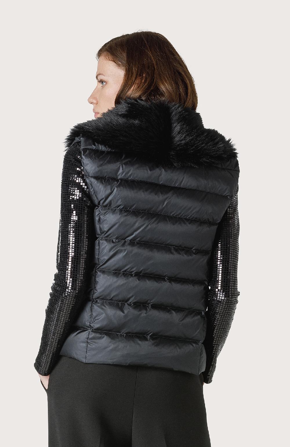 Seventy Gilet Con Collo In Ecopelliccia - Col. Nero