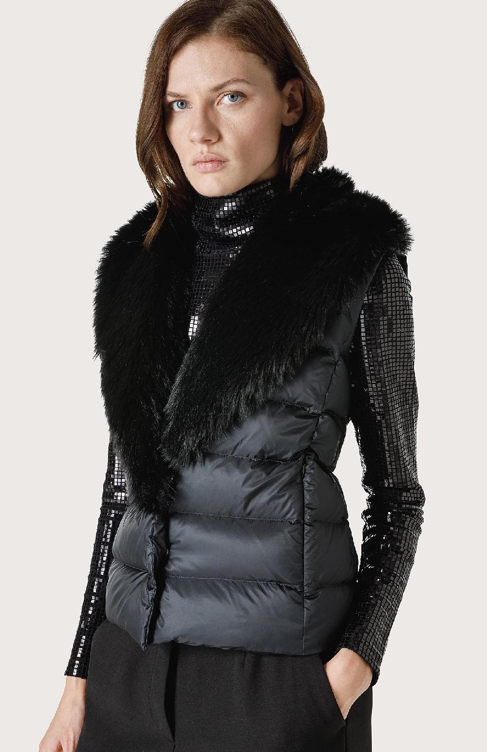 Seventy Gilet Con Collo In Ecopelliccia - Col. Nero