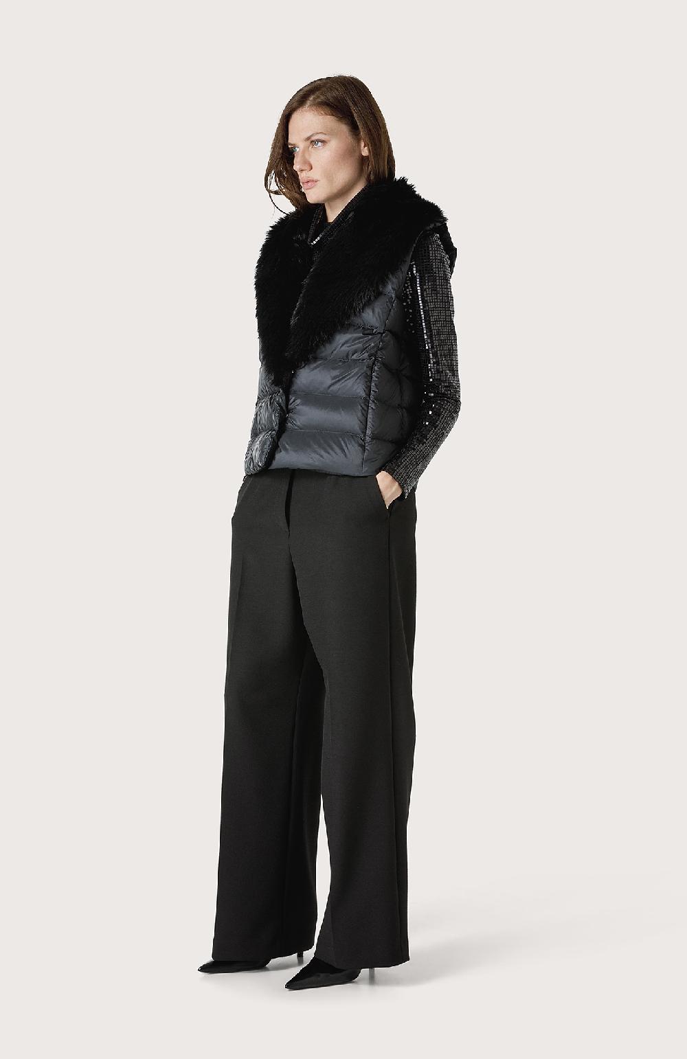 Seventy Gilet Con Collo In Ecopelliccia - Col. Nero