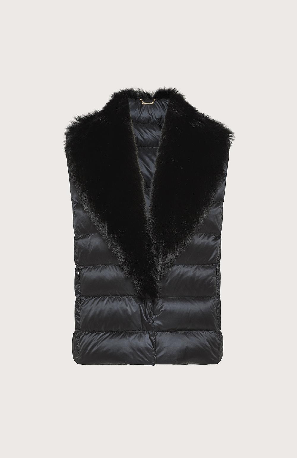 Seventy Gilet con collo in ecopelliccia - Col. Nero