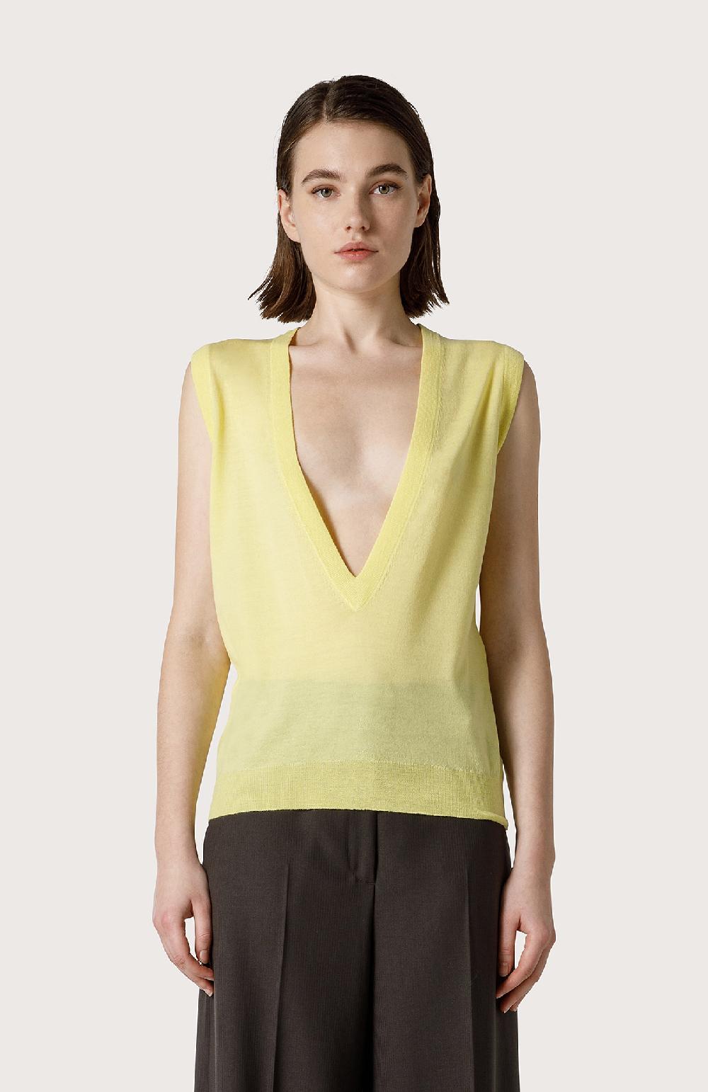 Seventy Gilet In Merinos Sottile - Col. Giallo