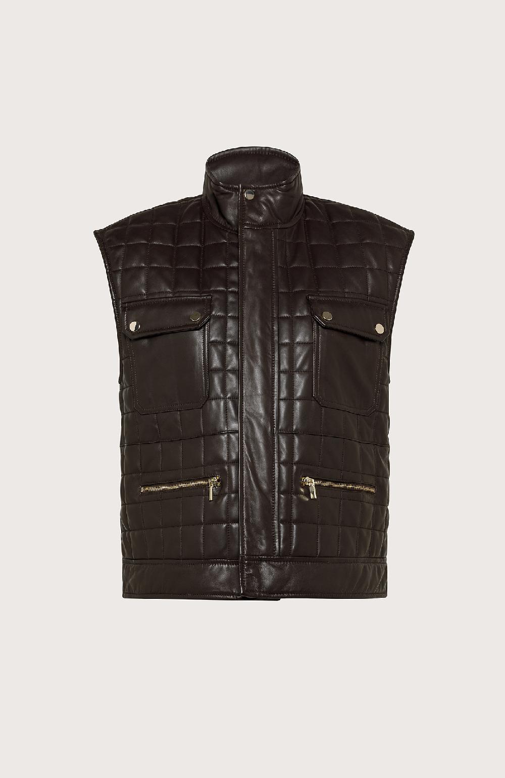 Seventy Gilet trapuntato in nappa - Col. Marrone