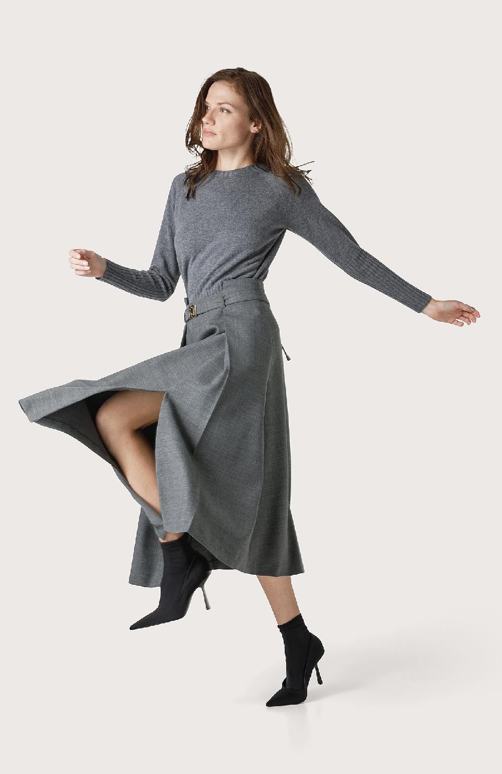 Seventy Gonna A Due Pieghe Con Spacchi - Col. Grigio