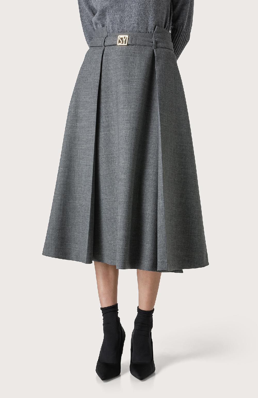 Seventy Gonna A Due Pieghe Con Spacchi - Col. Grigio