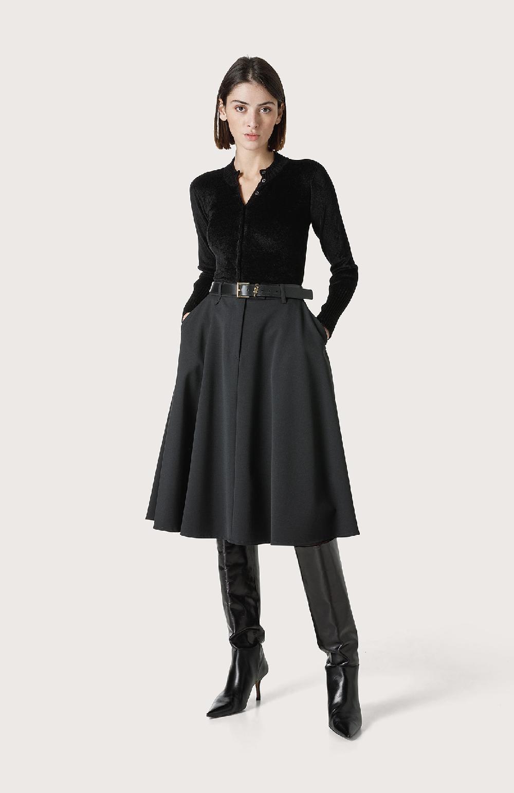 Seventy Gonna Godet A Mezza Ruota - Col. Nero