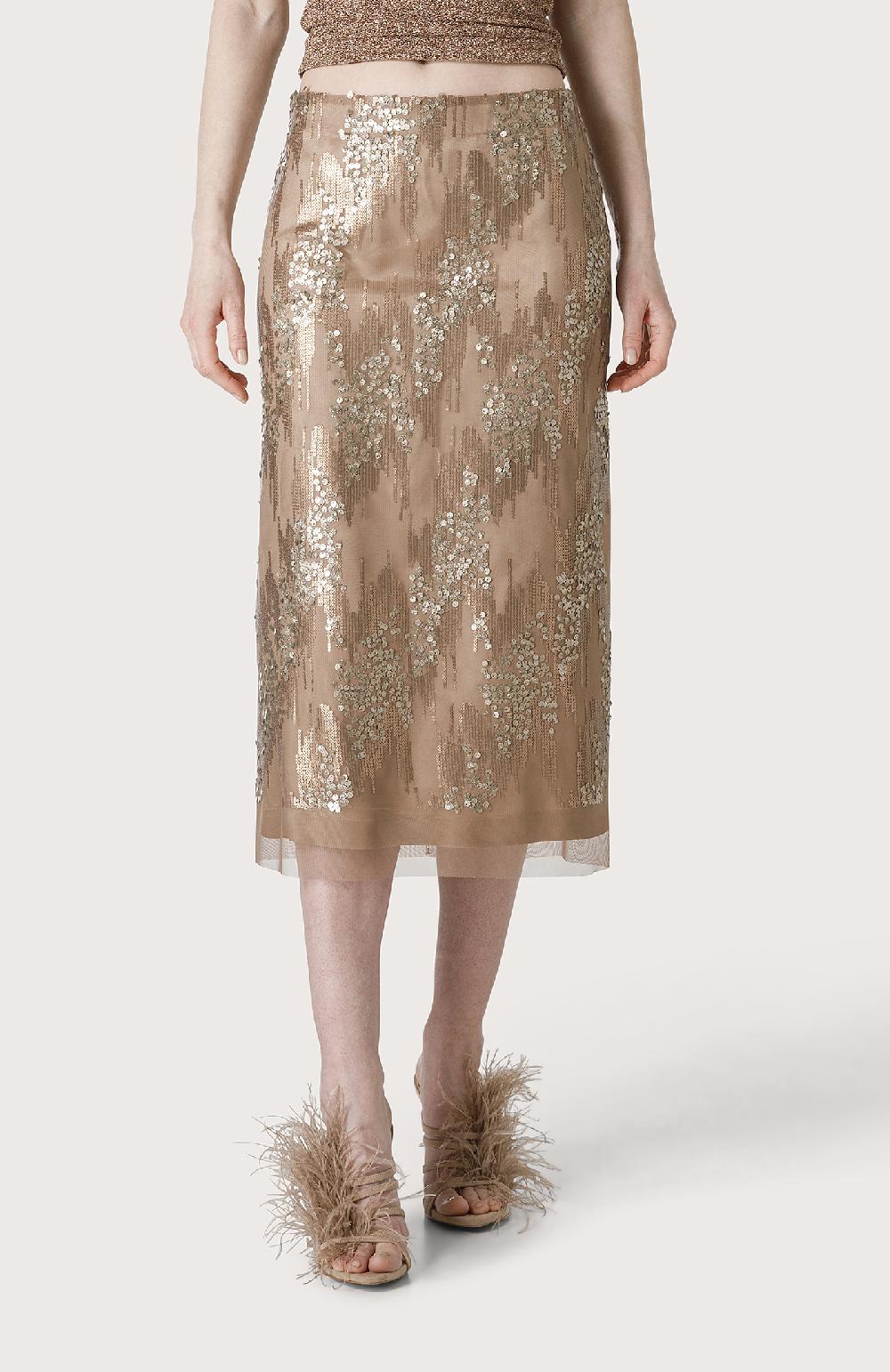 Seventy Gonna Longuette Con Paillettes - Col. Neutro