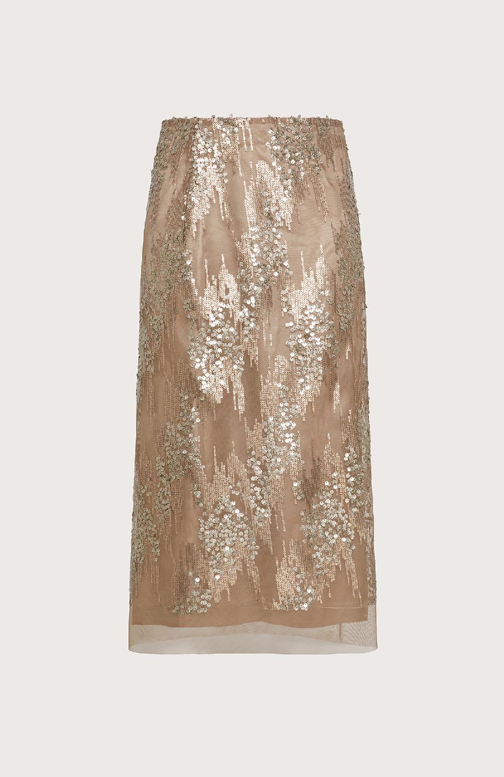 Seventy Gonna longuette con paillettes - Col. Neutro