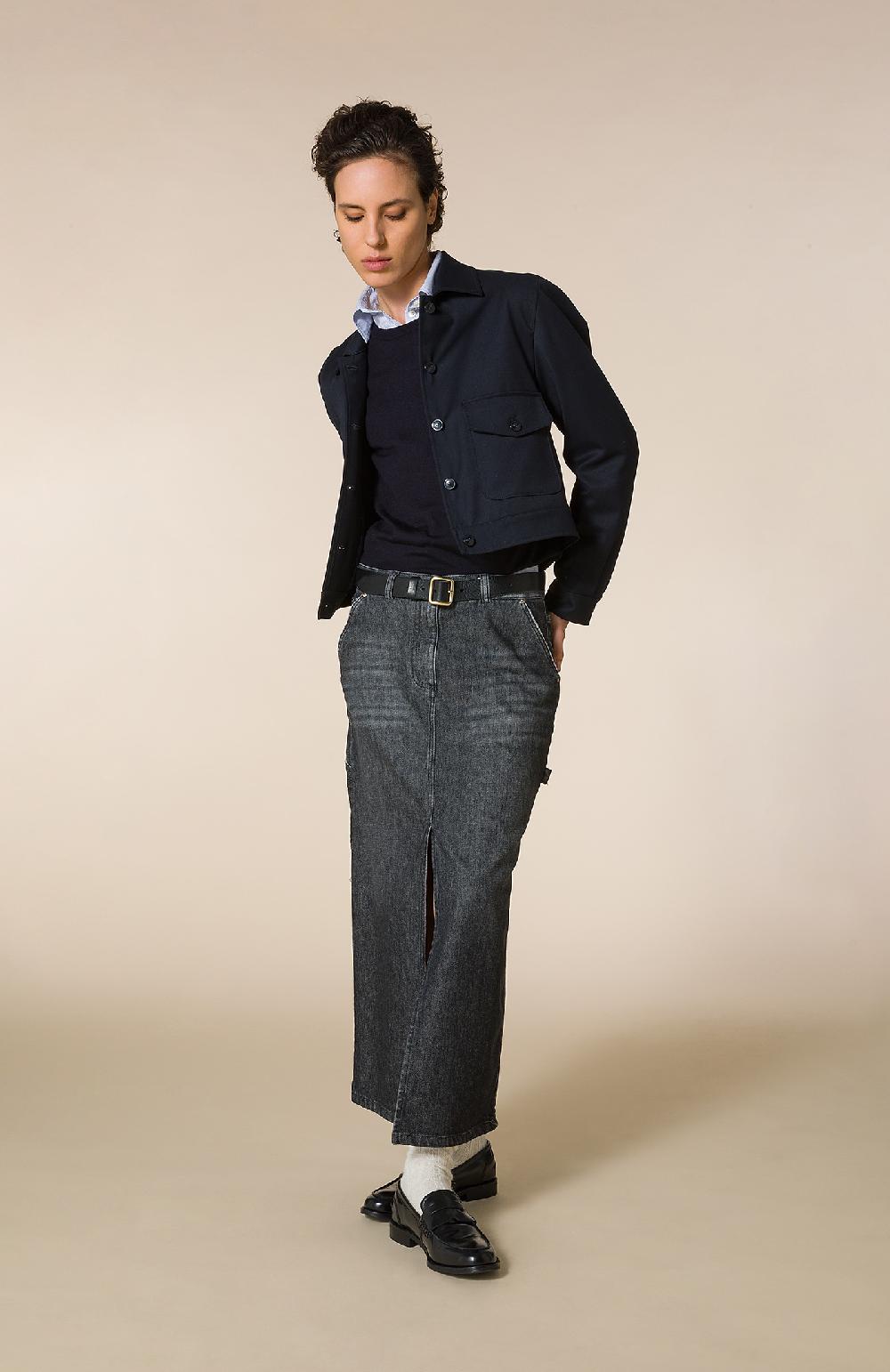 Seventy Gonna Lunga In Denim Washed - Col. Grigio