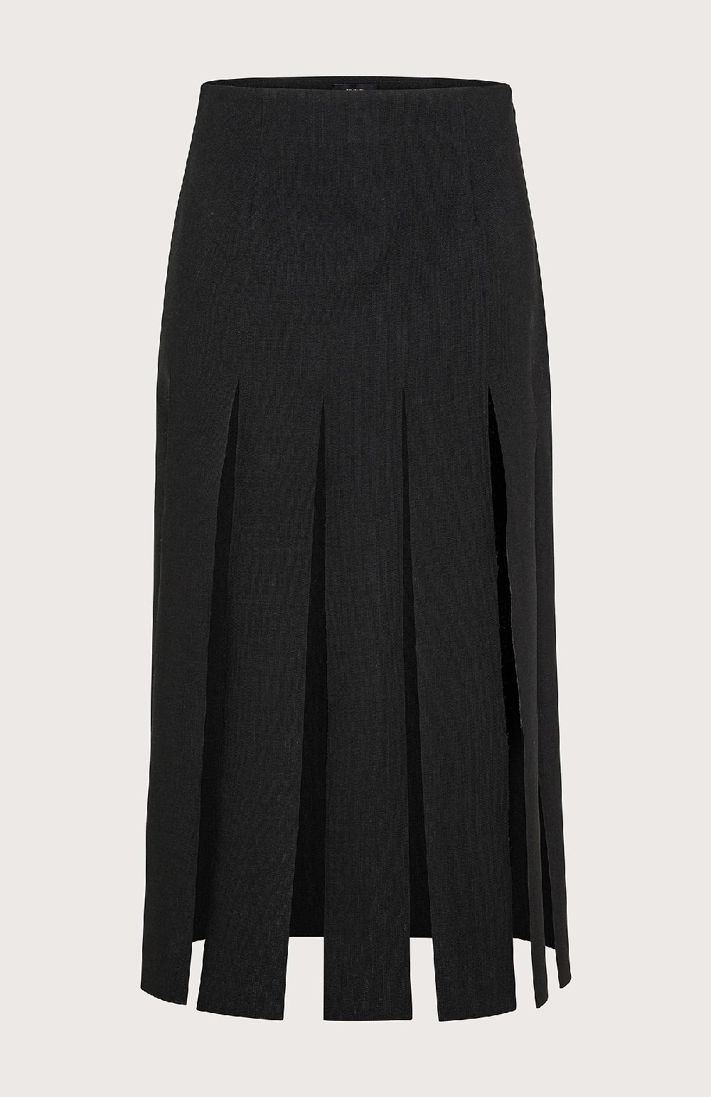 Seventy Gonna Maxi Frange In Lana - Col. Nero