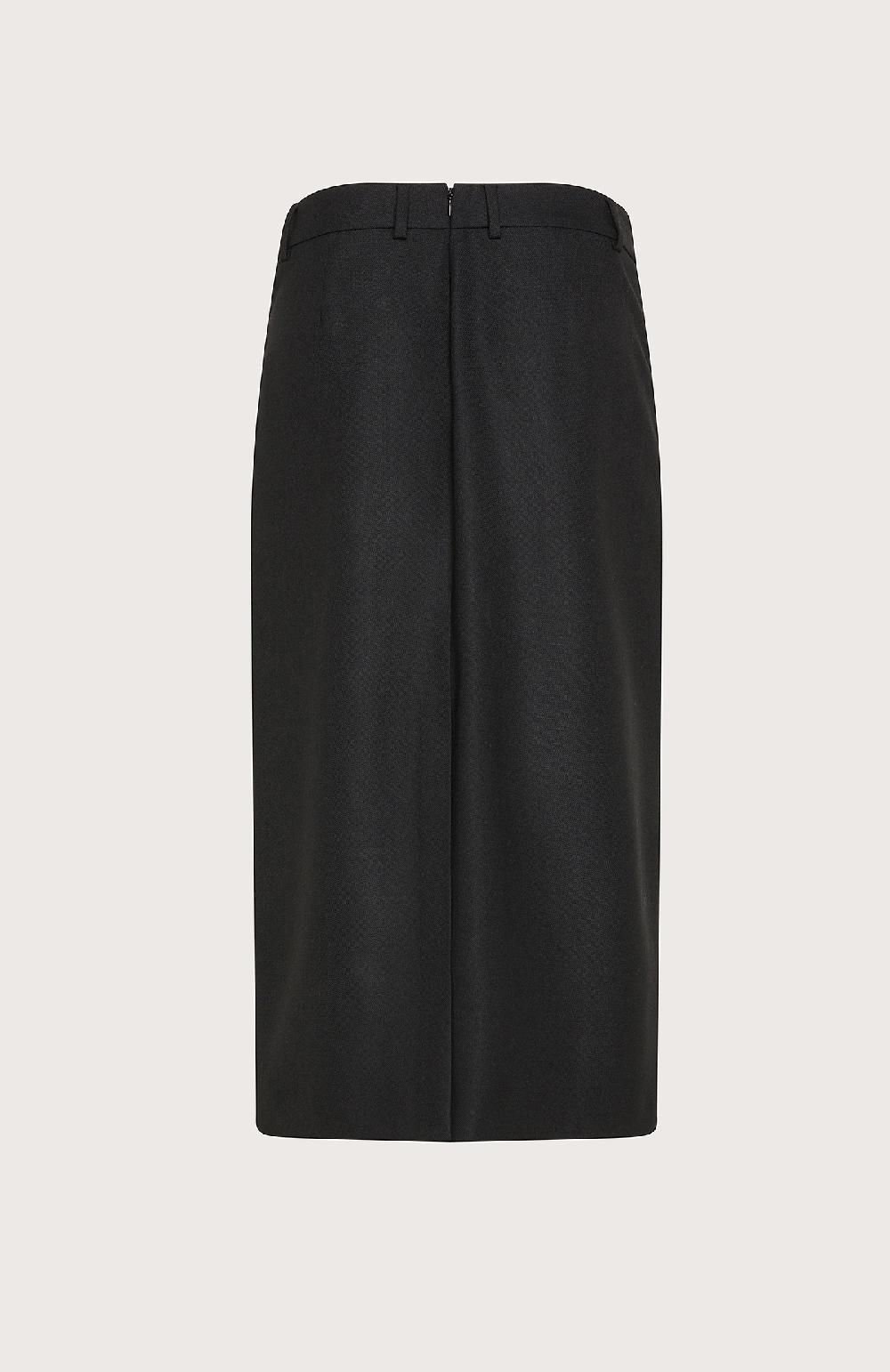 Seventy Gonna Midi A Tubino In Misto Lana - Col. Nero