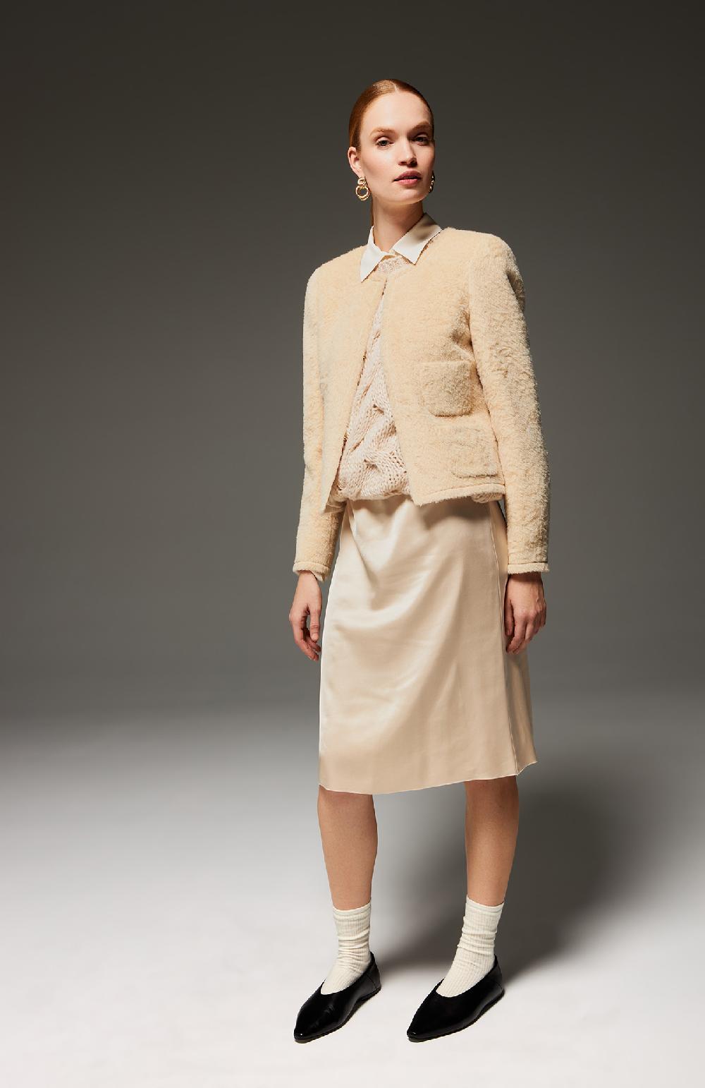 Seventy Gonna Midi Tinta Unita In Raso - Col. Neutro