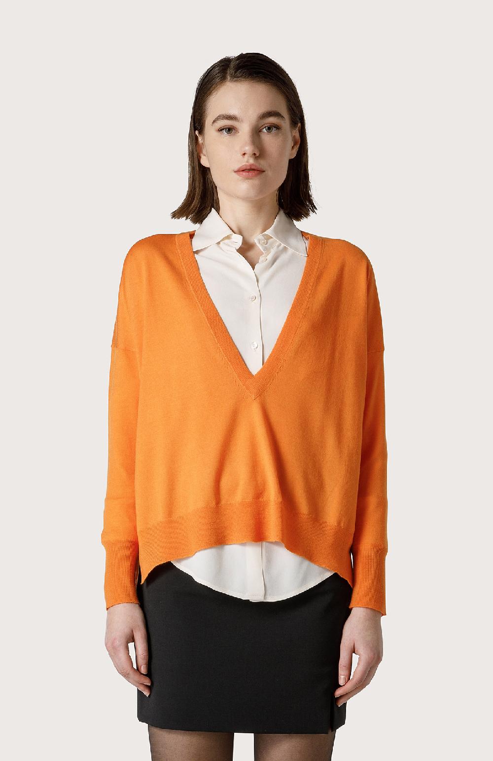 Seventy Maglia Con Ampio Scollo A V - Col. Arancione