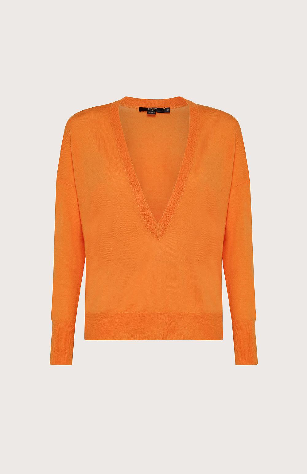 Seventy Maglia con ampio scollo a V - Col. Arancione