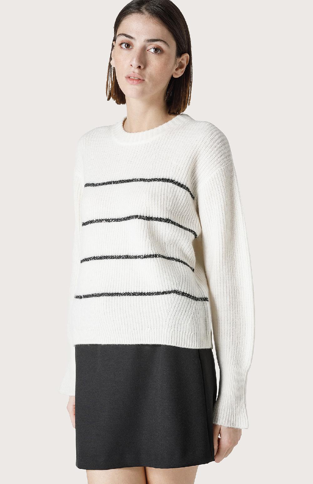 Seventy Maglia Con Righe In Lurex - Col. Bianco