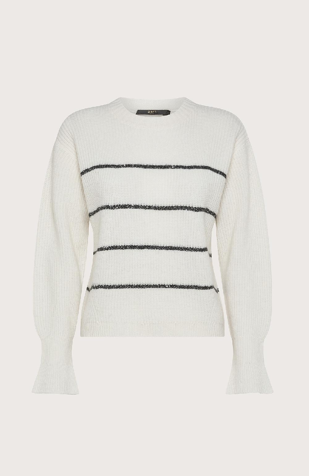 Seventy Maglia con righe in lurex - Col. Bianco