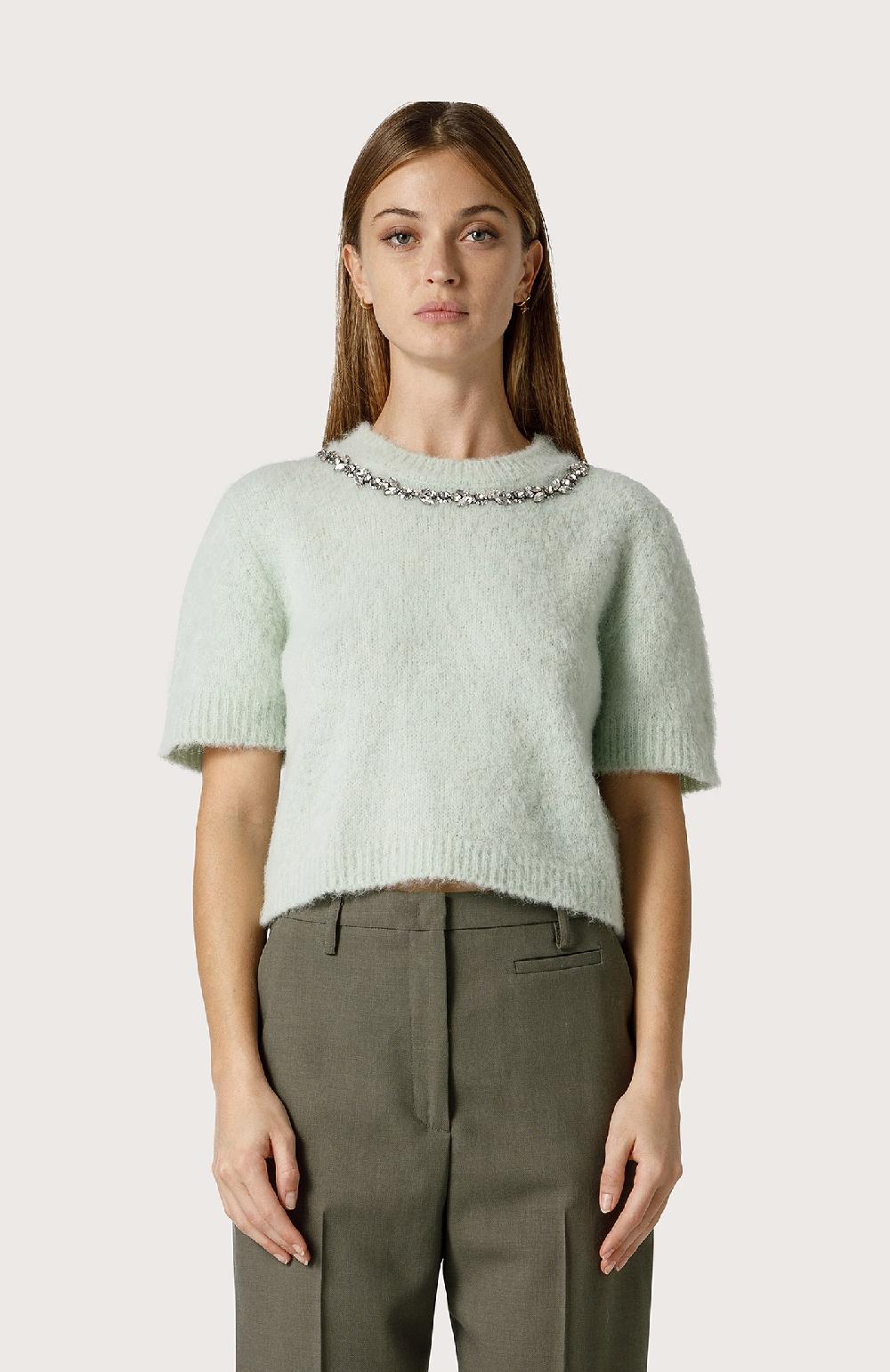 Seventy Maglia Crop Con Cristalli - Col. Verde