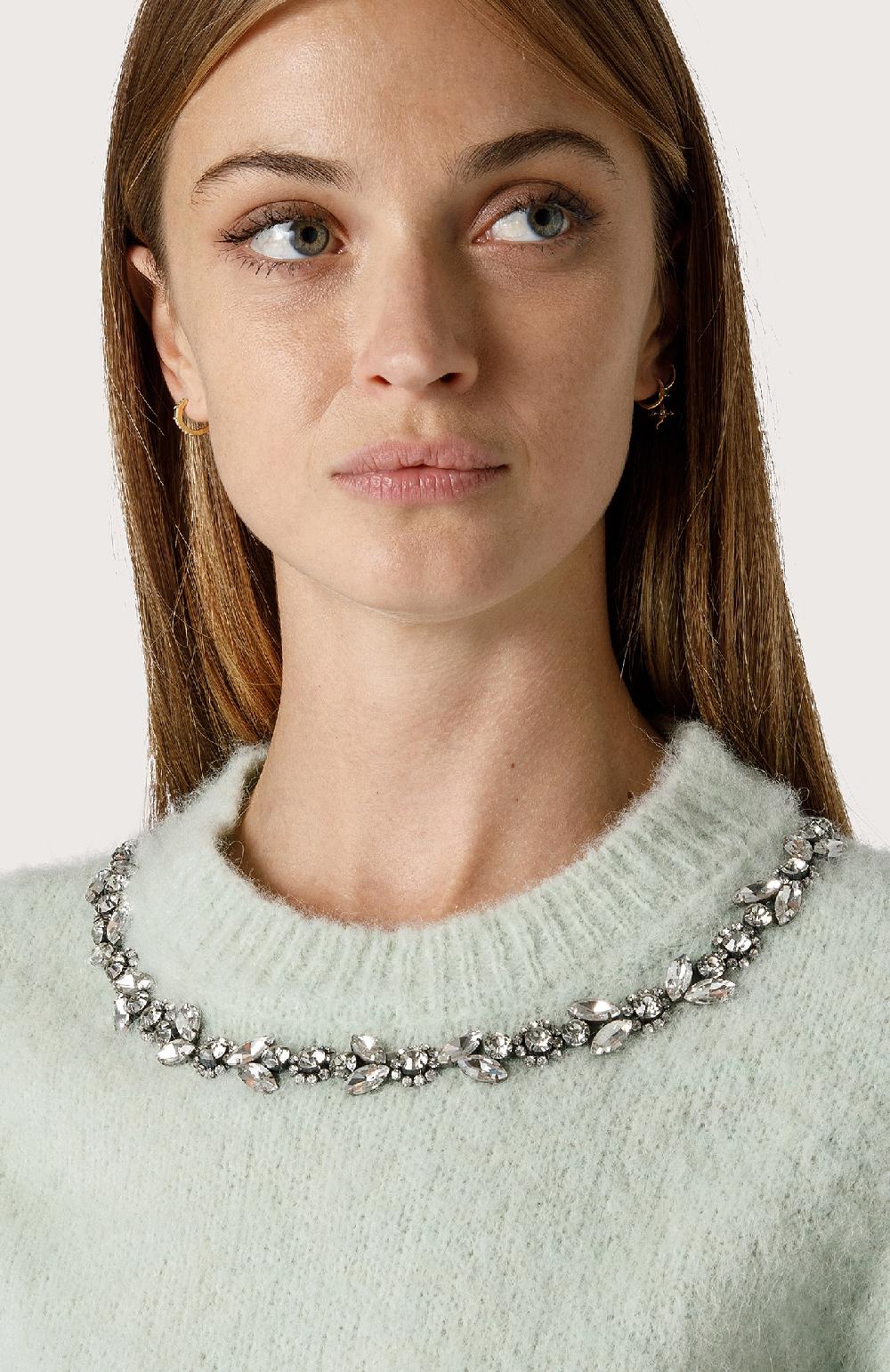 Seventy Maglia Crop Con Cristalli - Col. Verde