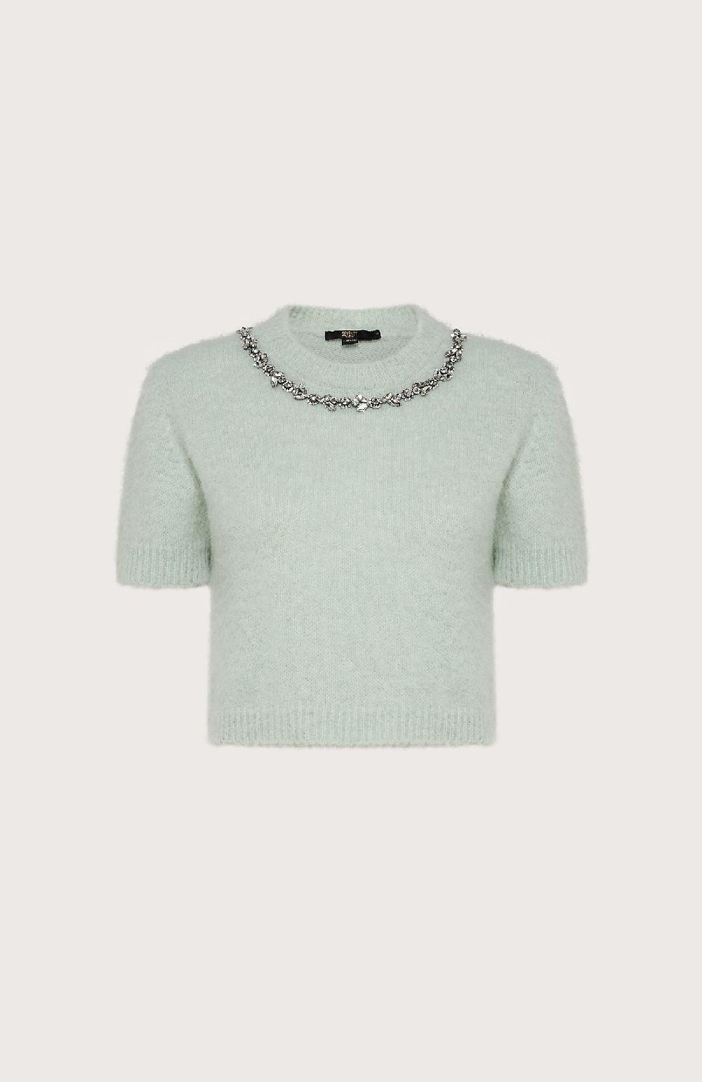 Seventy Maglia crop con cristalli - Col. Verde