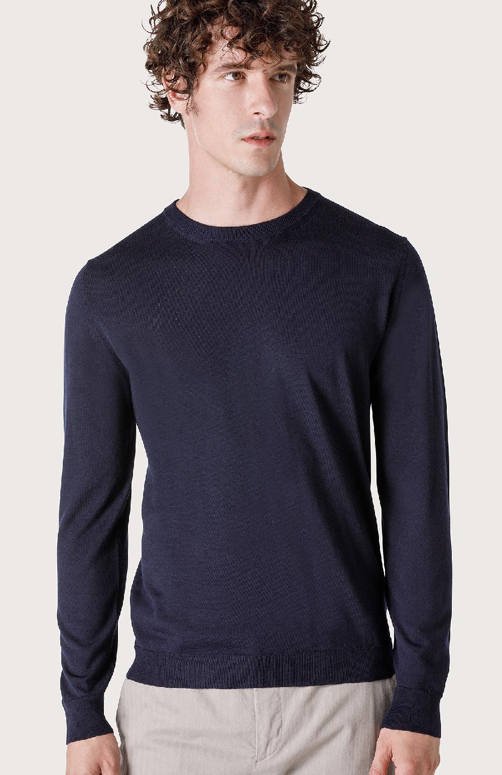 Seventy Maglia Girocollo In Rasato - Col. Blu