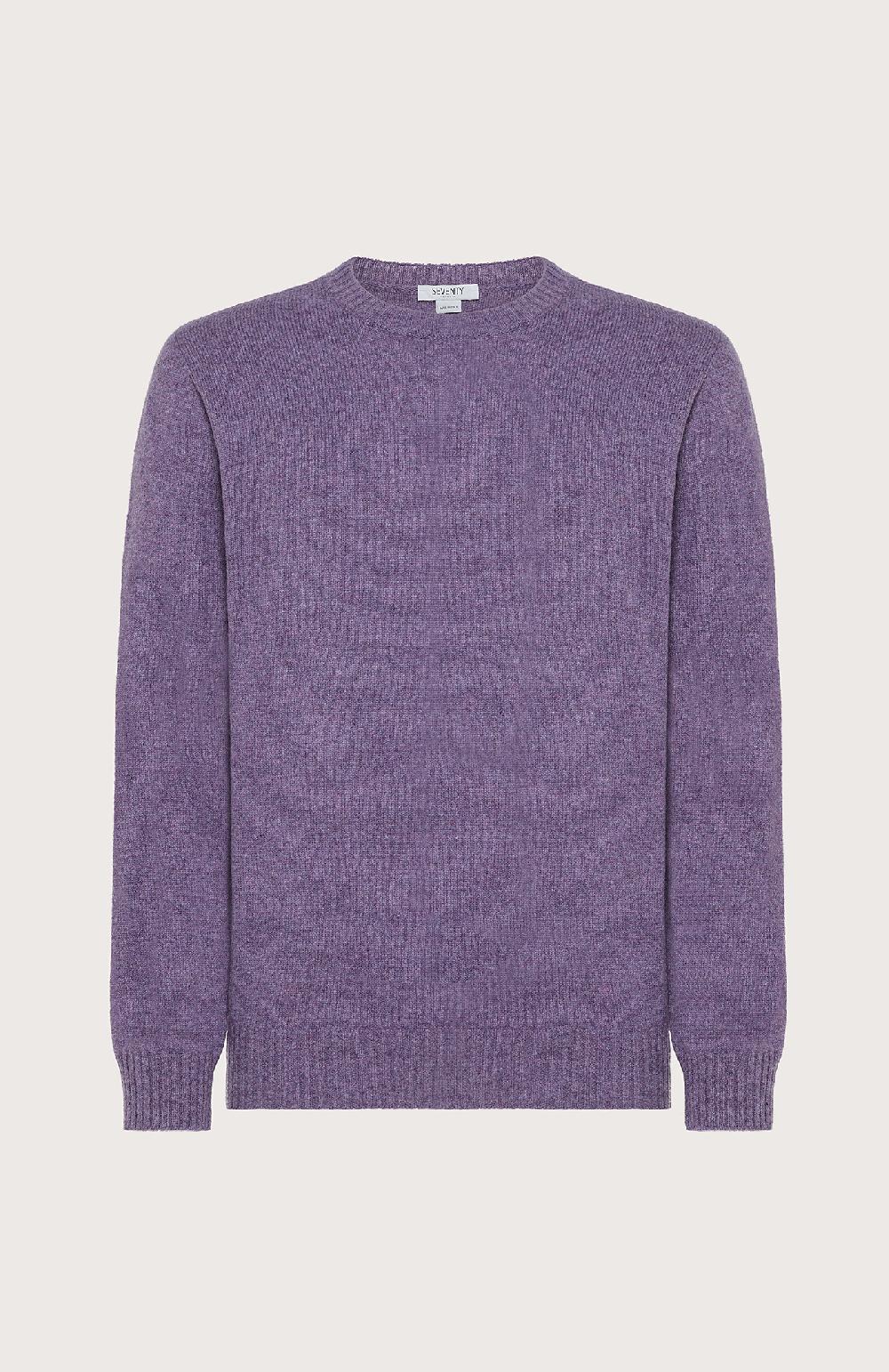 Seventy Maglia girocollo in rasato - Col. Viola