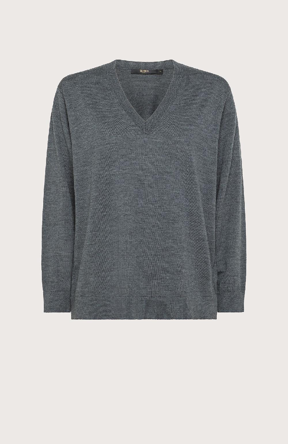 Seventy Maglia sollo V in lana merinos - Col. Grigio