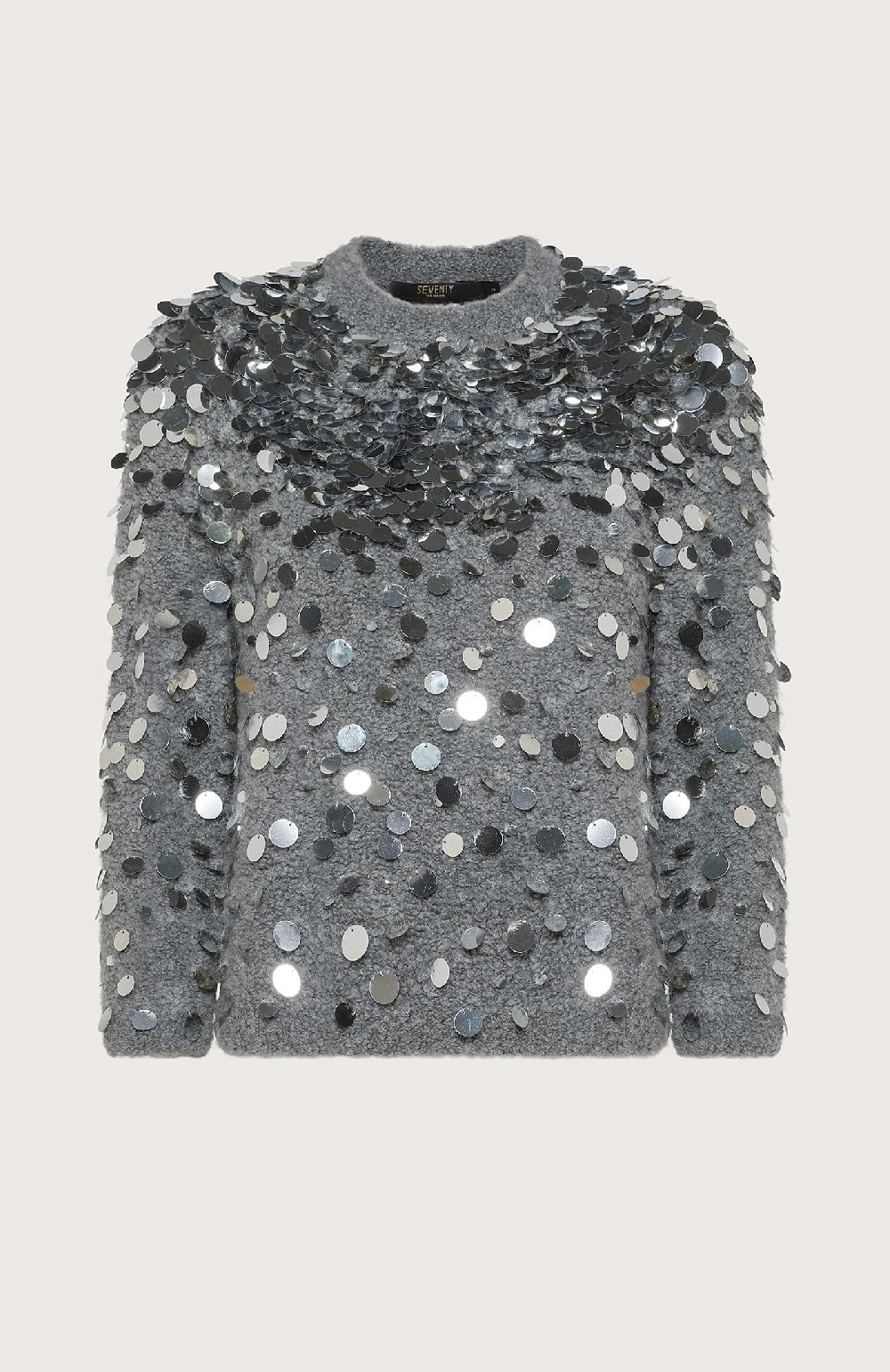 Seventy Maglioncino con maxi paillettes - Col. Grigio