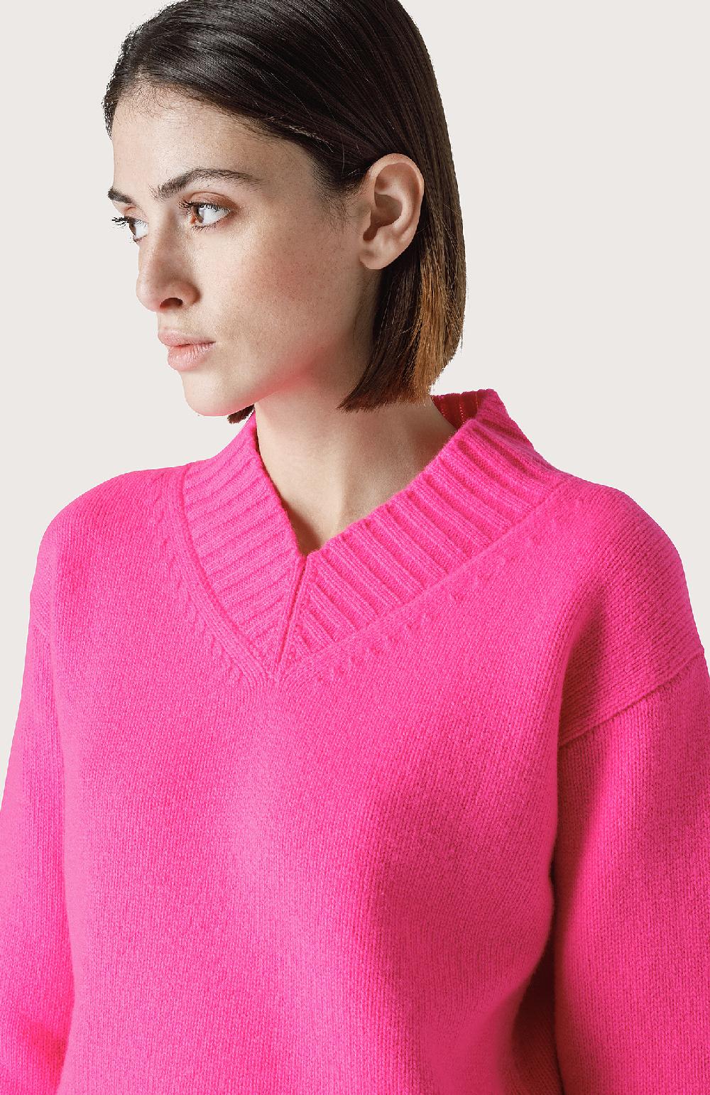 Seventy Maglione Con Miniscollo A V - Col. Rosa