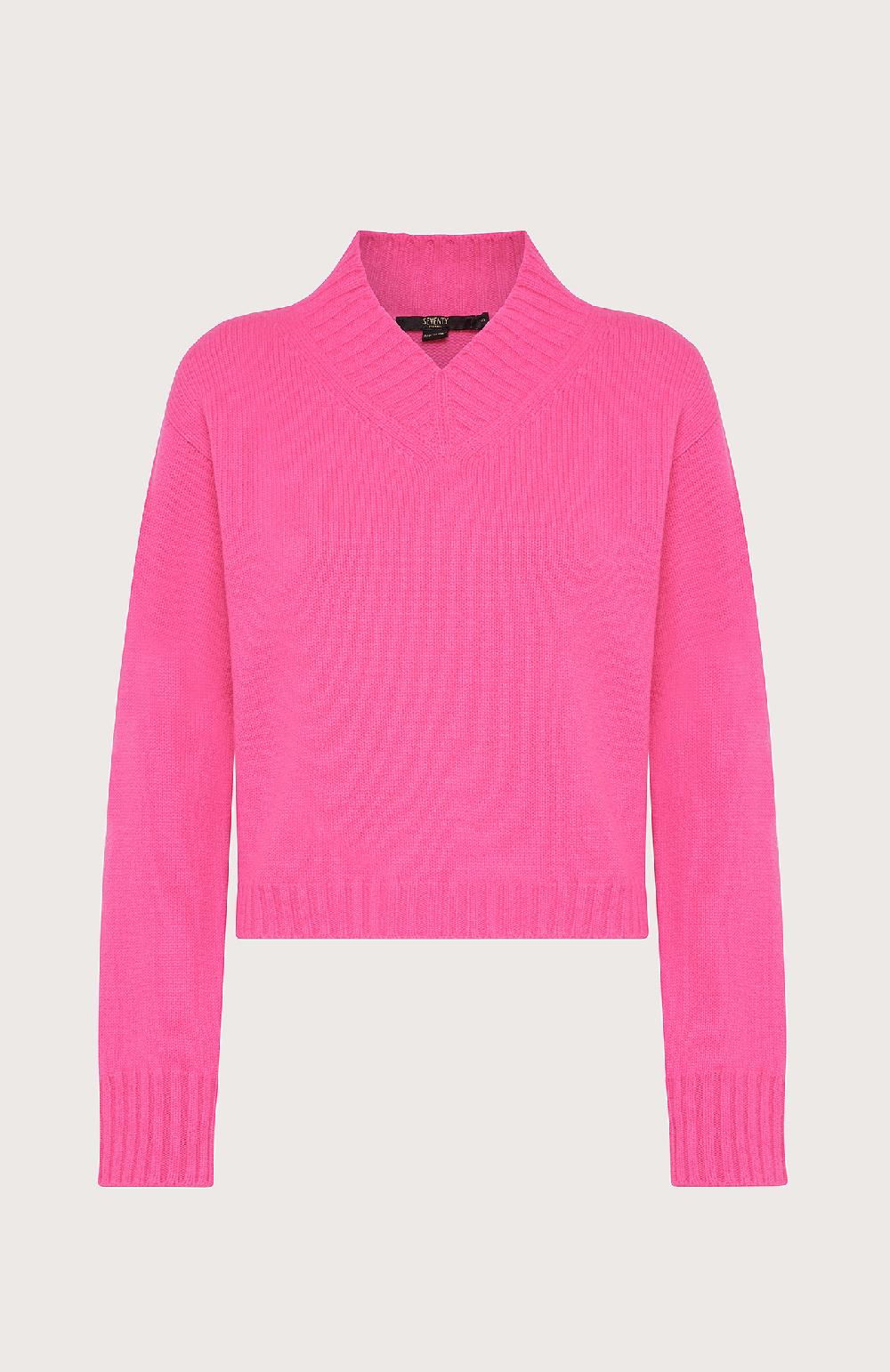 Seventy Maglione con miniscollo a V - Col. Rosa