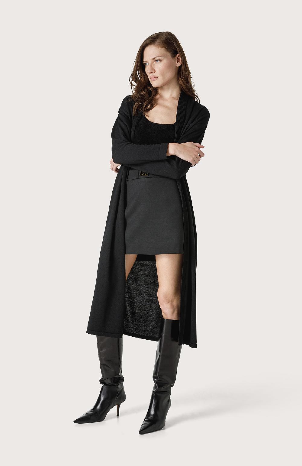 Seventy Maxi Cardigan Con Cintura - Col. Nero