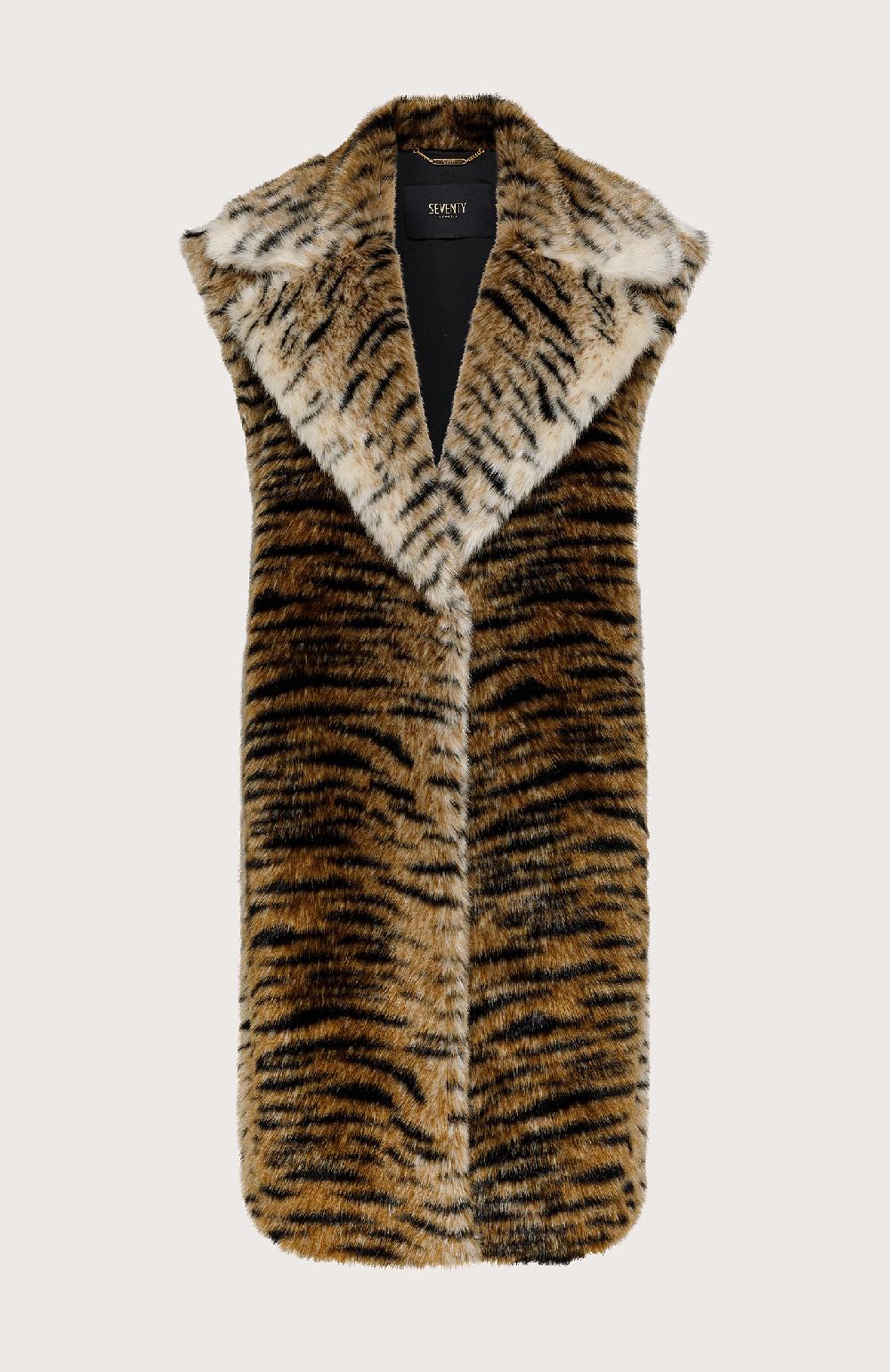 Seventy Maxi gilet in eco pelliccia - Col. Marrone