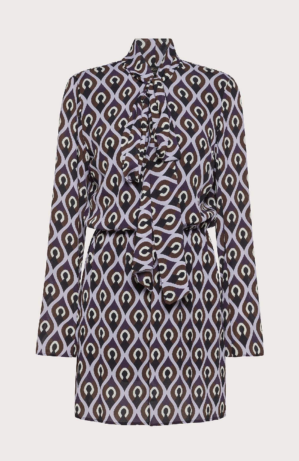 Seventy Mini abito con collo annodato - Col. Viola