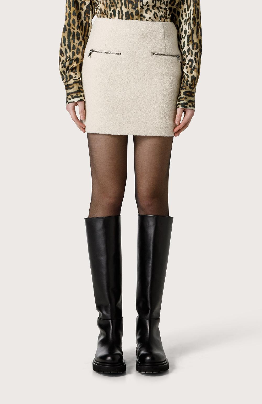 Seventy Mini Gonna In Lana - Col. Bianco