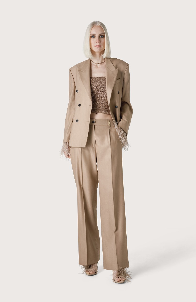 Seventy Pantalone con logo dorato - Col. Neutro