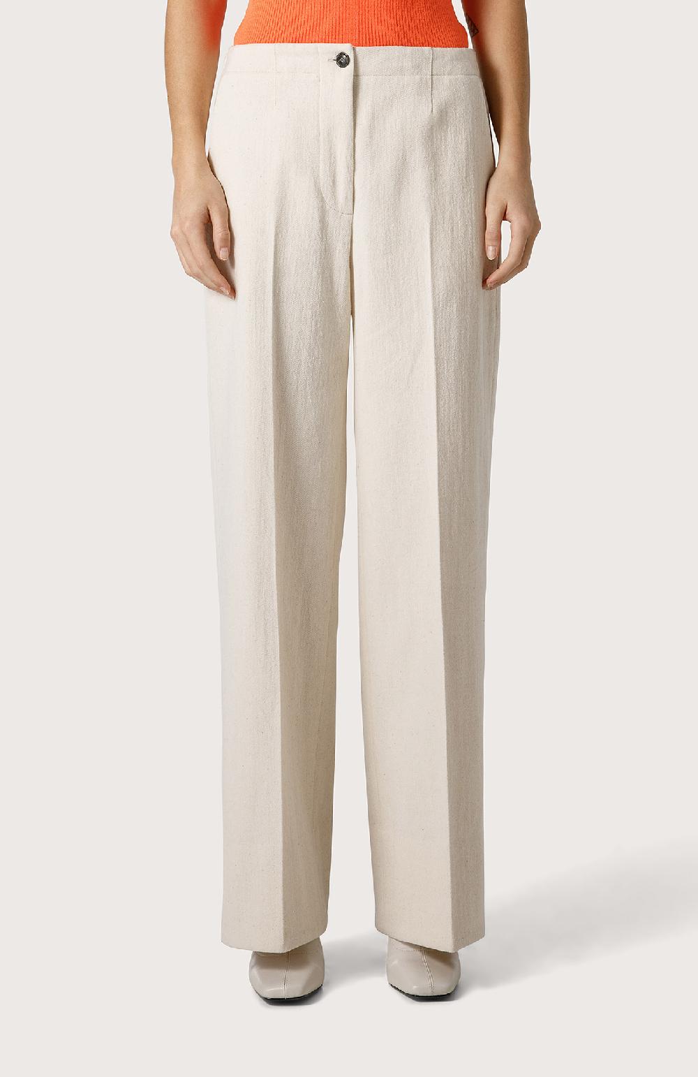 Seventy Pantalone In Bull Di Misto Lana - Col. Bianco